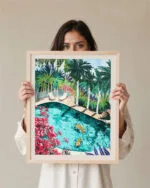 Shop Tigers Luxury Villa painting Art Print, Canvas Print, digital printable download - available at 83oranges.com by artist Uma Gokhale India