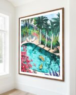 Shop Tigers Luxury Villa painting Art Print, Canvas Print, Commercial digital license & Instant printable download - available at 83oranges.com by artist Uma Gokhale India