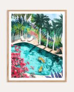 Shop Tigers Luxury Villa painting Art Print, Canvas Print, Commercial digital license & Instant printable download - available at 83oranges.com by artist Uma Gokhale India