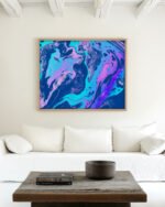 Shop Abstract Playful marble blue purple resin art Painting Art Print, Canvas Print, Commercial digital license & Instant download printable - certified & available to order online at 83oranges.com by artist Uma Gokhale India