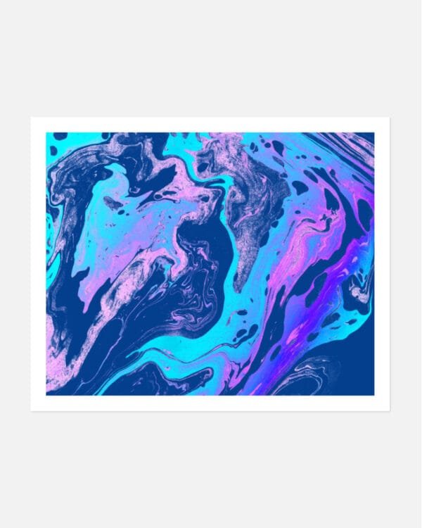Shop Abstract Playful marble blue purple resin art Painting Art Print, Canvas Print - exclusively certified & available to order online at 83oranges.com by artist Uma Gokhale India