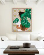 Shop Bohemian woman Tropical Plant lady monstera house plant botanical Art Print & Canvas Print, Commercial digital license & Instant download printable - exclusively certified at 83oranges.com by artist Uma Gokhale India