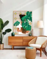 Shop Bohemian woman Tropical Plant lady monstera house plant botanical Art Print & Canvas Print - exclusively certified at 83oranges.com by artist Uma Gokhale India