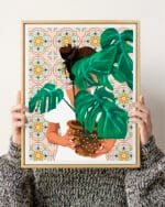 Shop Bohemian woman Tropical Plant lady monstera house plant botanical Art Print & Canvas Print - exclusively certified at 83oranges.com by artist Uma Gokhale India