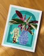 Shop Moroccan shelfi plant pot flowerpot flower pot Botanical Nature Painting Art Print, Canvas Print, digital printable download - available at 83oranges.com by artist Uma Gokhale India