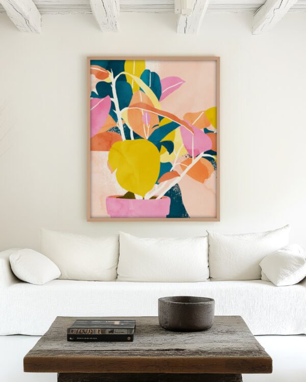Shop Blush watercolor Botanical Nature Colorblock Painting Art Print, Canvas Print, Commercial digital license & Instant printable download - available at 83oranges.com by artist Uma Gokhale India