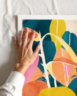 Shop Blush watercolor Botanical Nature Colorblock Painting Art Print, Canvas Print, Commercial digital license & Instant printable download - available at 83oranges.com by artist Uma Gokhale India