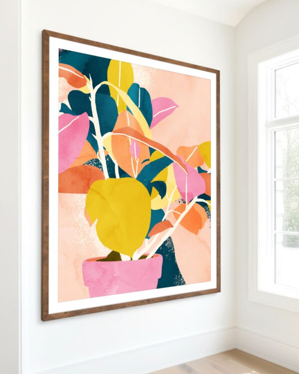 Shop Blush watercolor Botanical Nature Colorblock Painting Art Print, Canvas Print, Commercial digital license & Instant printable download - available at 83oranges.com by artist Uma Gokhale India