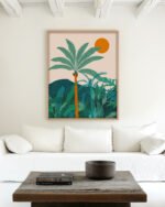Shop Palm Vibes Vintage Botanical Nature tropical illustration Art Print, Canvas Print, Commercial digital license, Instant printable download - available at 83oranges.com by artist Uma Gokhale India