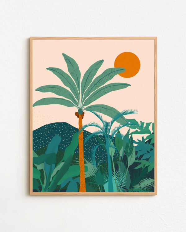 Shop Palm Vibes Vintage Botanical Nature tropical illustration Art Print, Canvas Print, digital printable download - available at 83oranges.com by artist Uma Gokhale India