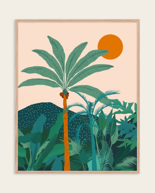 Shop Palm Vibes Vintage Botanical Nature tropical illustration Art Print, Canvas Print, Commercial digital license, Instant printable download - available at 83oranges.com by artist Uma Gokhale India