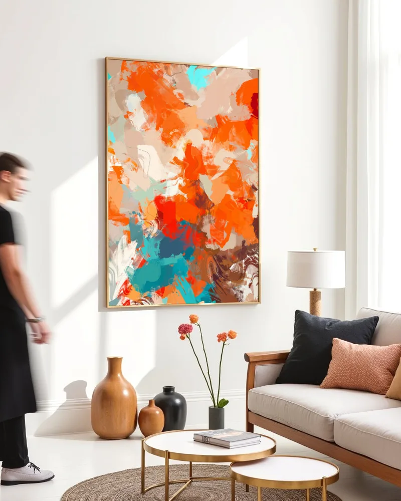 Shop Abstract Playful Warm Endearing Painting Art Print, Canvas Print - exclusively certified & available to order online at 83oranges.com by artist Uma Gokhale India