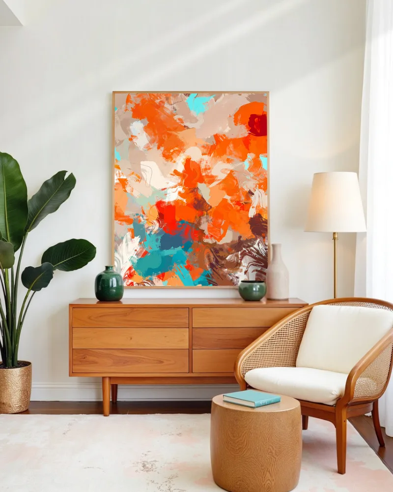 Shop Abstract Playful Warm Endearing Painting Art Print, Canvas Print - exclusively certified & available to order online at 83oranges.com by artist Uma Gokhale India