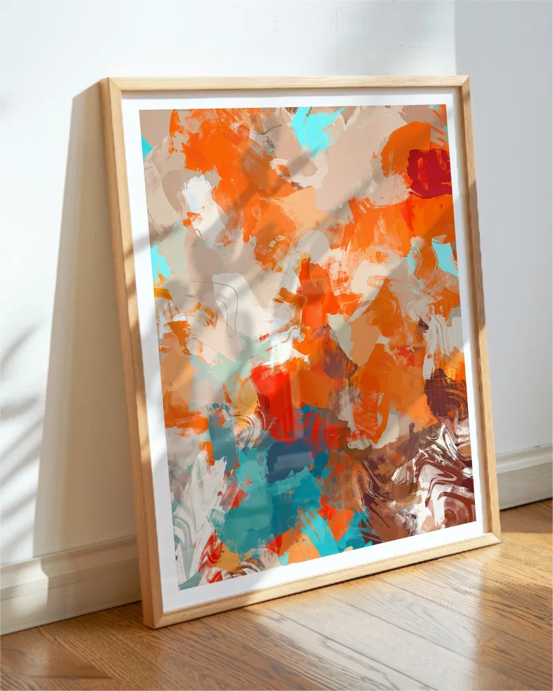 Shop Abstract Playful Warm Endearing Painting Art Print, Canvas Print - exclusively certified & available to order online at 83oranges.com by artist Uma Gokhale India