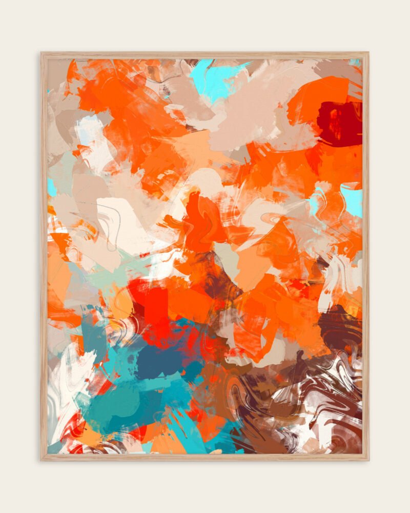 Shop Abstract Playful Warm Endearing Painting Art Print, Canvas Print, Commercial digital license & Instant download printable - exclusively certified & available to order online at 83oranges.com by artist Uma Gokhale India
