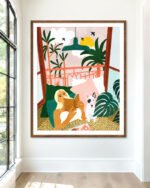 Shop Bohemian woman with dog pet Holiday Weekend Pastel Art Print & Canvas Print, Commercial digital license & Instant download printable - exclusively certified at 83oranges.com by artist Uma Gokhale India