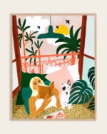 Shop Bohemian woman with dog pet Holiday Weekend Pastel Art Print & Canvas Print, Commercial digital license & Instant download printable - exclusively certified at 83oranges.com by artist Uma Gokhale India