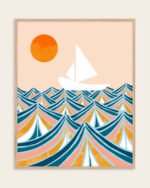Shop set sail boat ocean sea painting Art Print, Canvas Print, Commercial digital license & instant printable download - available at 83oranges.com by artist Uma Gokhale India