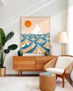 Shop set sail boat ocean sea painting Art Print, Canvas Print, digital printable download - available at 83oranges.com by artist Uma Gokhale India
