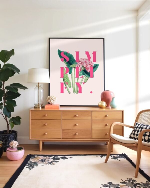 Shop Simplify Typography quote botanical illustration motivational Art Print, Canvas Print, Commercial digital license & Instant download printable - exclusively certified at 83oranges.com by artist Uma Gokhale India