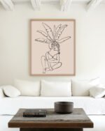 Shop staycation abstract Scandinavian woman tropical minimal line art drawing sketch minimal Art Print, Canvas Print, Commercial digital license & Instant download printable - available at 83oranges.com by artist Uma Gokhale India