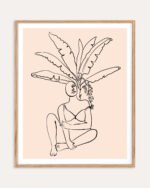 Shop staycation abstract Scandinavian woman tropical minimal line art drawing sketch minimal Art Print, Canvas Print, Commercial digital license & Instant download printable - available at 83oranges.com by artist Uma Gokhale India