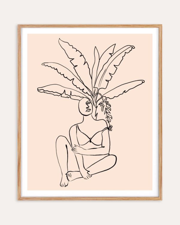 Shop staycation abstract Scandinavian woman tropical minimal line art drawing sketch minimal Art Print, Canvas Print, Commercial digital license & Instant download printable - available at 83oranges.com by artist Uma Gokhale India