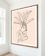 Shop staycation abstract Scandinavian woman tropical minimal line art drawing sketch minimal Art Print, Canvas Print, Commercial digital license & Instant download printable - available at 83oranges.com by artist Uma Gokhale India