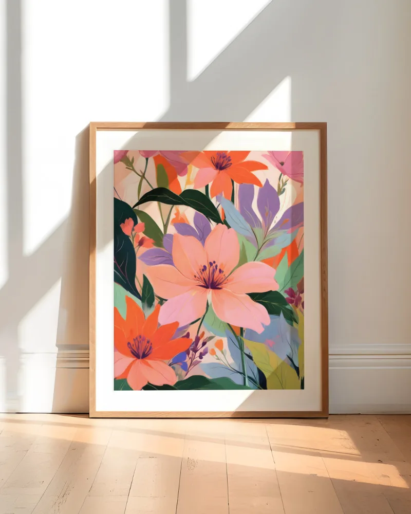 Shop Summer happy place floral garden Art Print, Canvas Print - exclusively certified at 83oranges.com by artist Uma Gokhale India