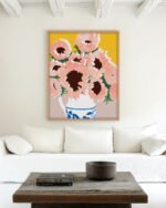 Shop pastel sunflowers flower pot Botanical Nature Painting Art Print, Canvas Print, Commercial digital license & instant printable download - available at 83oranges.com by artist Uma Gokhale India
