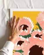 Shop pastel sunflowers flower pot Botanical Nature Painting Art Print, Canvas Print, Commercial digital license & instant printable download - available at 83oranges.com by artist Uma Gokhale India