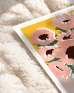 Shop pastel sunflowers flower pot Botanical Nature Painting Art Print, Canvas Print, Commercial digital license & instant printable download - available at 83oranges.com by artist Uma Gokhale India V138