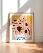 Shop pastel sunflowers flower pot Botanical Nature Painting Art Print, Canvas Print, digital printable download - available at 83oranges.com by artist Uma Gokhale India