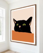 Shop the curious black cute cat close-up minimal painting Art Print, Canvas Print, Commercial digital license & Instant printable download - available at 83oranges.com by artist Uma Gokhale India Shop the curious black cute cat close-up minimal painting Art Print, Canvas Print, Commercial digital license & Instant printable download - available at 83oranges.com by artist Uma Gokhale India