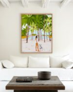 Shop Bohemian woman on the beach with Dalmatian dog pet Art Print & Canvas Print, Commercial digital license & Instant download printable - certified at 83oranges.com by artist Uma Gokhale India
