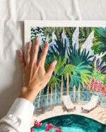 Shop Tigers Luxury Villa painting Art Print, Canvas Print, Commercial digital license & Instant printable download - available at 83oranges.com by artist Uma Gokhale India