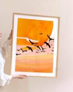Shop time flies birds in space fly plants mars Painting Art Print, Canvas Print - available at 83oranges.com by artist Uma Gokhale India