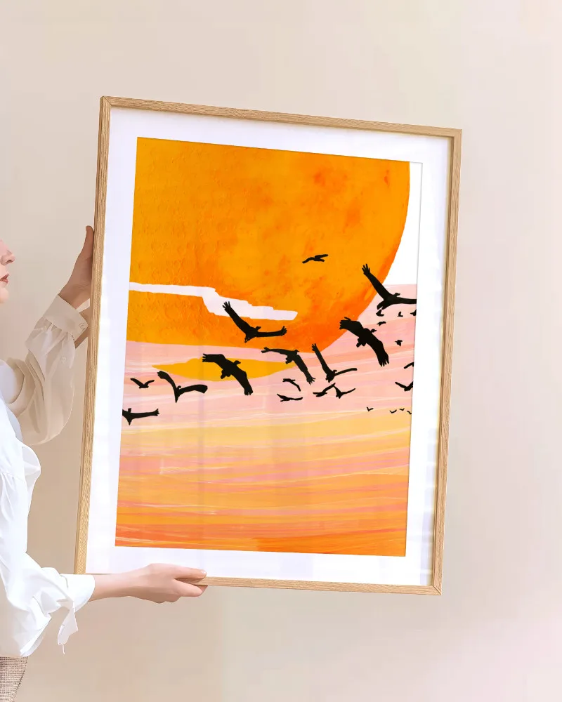 Shop time flies birds in space fly plants mars Painting Art Print, Canvas Print - available at 83oranges.com by artist Uma Gokhale India