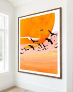 Shop time flies birds in space fly plants mars Painting Art Print, Canvas Print, Commercial digital license, instant download printable - available at 83oranges.com by artist Uma Gokhale India