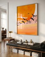 Shop time flies birds in space fly plants mars Painting Art Print, Canvas Print, Commercial digital license, instant download printable - available at 83oranges.com by artist Uma Gokhale India