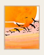 Shop time flies birds in space fly plants mars Painting Art Print, Canvas Print, Commercial digital license, instant download printable - available at 83oranges.com by artist Uma Gokhale India