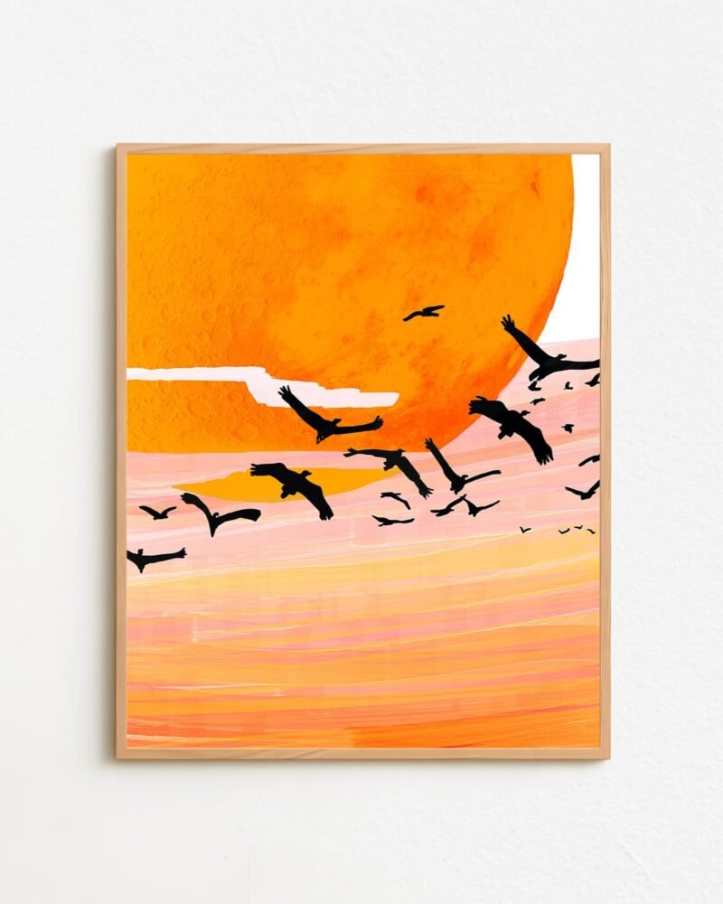 Shop time flies birds in space fly plants mars Painting Art Print, Canvas Print - available at 83oranges.com by artist Uma Gokhale India