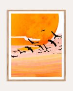 Shop time flies birds in space fly plants mars Painting Art Print, Canvas Print, Commercial digital license, instant download printable - available at 83oranges.com by artist Uma Gokhale India