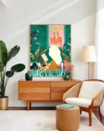 Shop Bohemian woman urban jungle bath monkeys moon Art Print & Canvas Print - exclusively certified at 83oranges.com by artist Uma Gokhale India