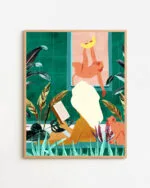 Shop Bohemian woman urban jungle bath monkeys moon Art Print & Canvas Print - exclusively certified at 83oranges.com by artist Uma Gokhale India