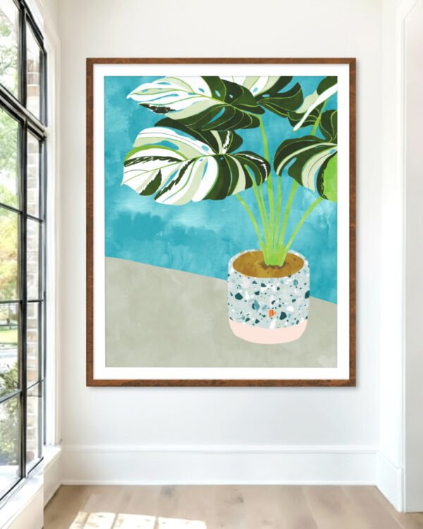 Shop Variegted Monstera watercolor Botanical Nature tropical strange plant Painting Art Print, Canvas Print, Commercial digital license & Instant printable download - available at 83oranges.com by artist Uma Gokhale India