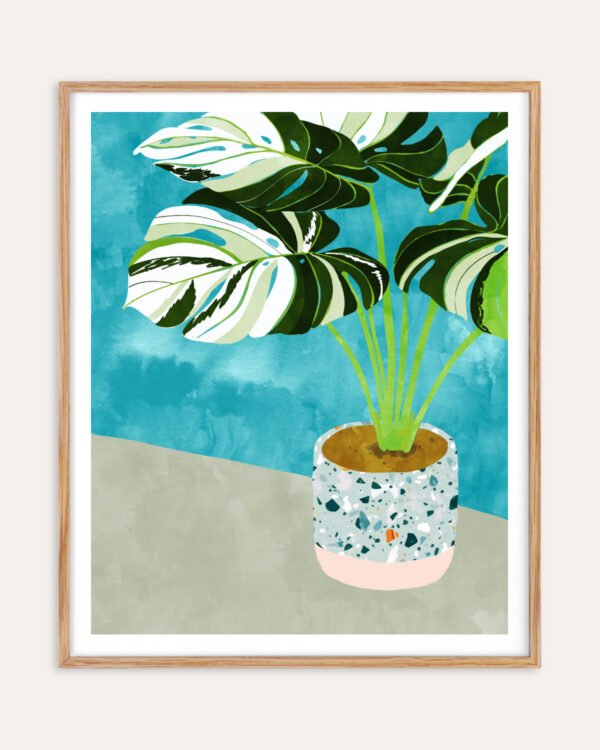 Shop Variegted Monstera watercolor Botanical Nature tropical strange plant Painting Art Print, Canvas Print, Commercial digital license & Instant printable download - available at 83oranges.com by artist Uma Gokhale India