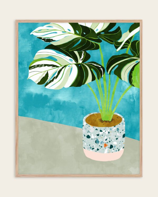 Shop Variegted Monstera watercolor Botanical Nature tropical strange plant Painting Art Print, Canvas Print, Commercial digital license & Instant printable download - available at 83oranges.com by artist Uma Gokhale India