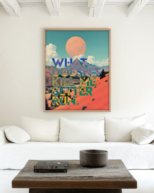 Shop mountain landscape typography quote motivational power resilience surrealism small batch graphic Art Print, Canvas Print, Commercial digital license & Instant download printable - available at 83oranges.com by artist Uma Gokhale India