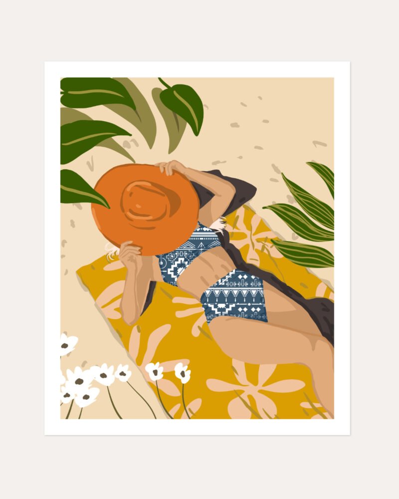 Shop modern bohemian summer beach painting Art Print, Canvas Print, Commercial digital license & instant download printable - available at 83oranges.com by artist Uma Gokhale India
